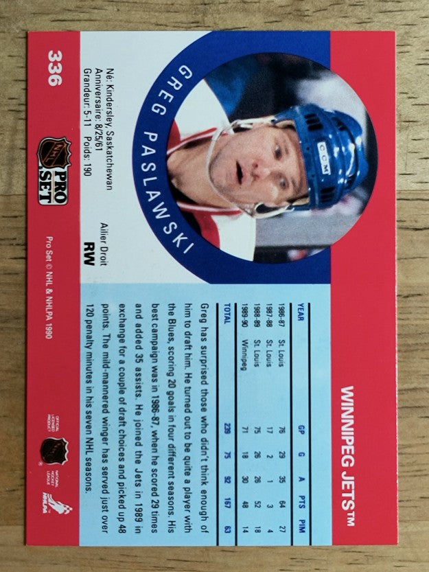 1990-91 Pro Set #336 Greg Paslawski