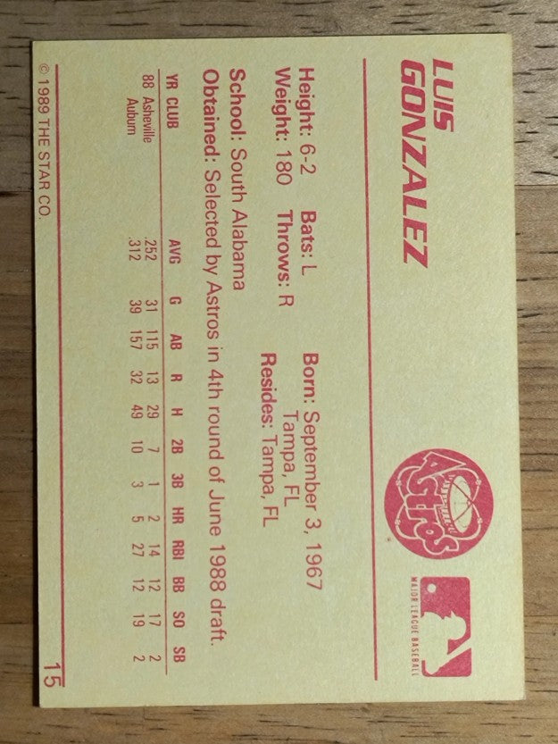 1989 Star #15 Luis Gonzalez
