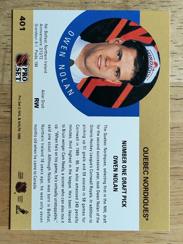 1990-91 Pro Set #401 Owen Nolan RC