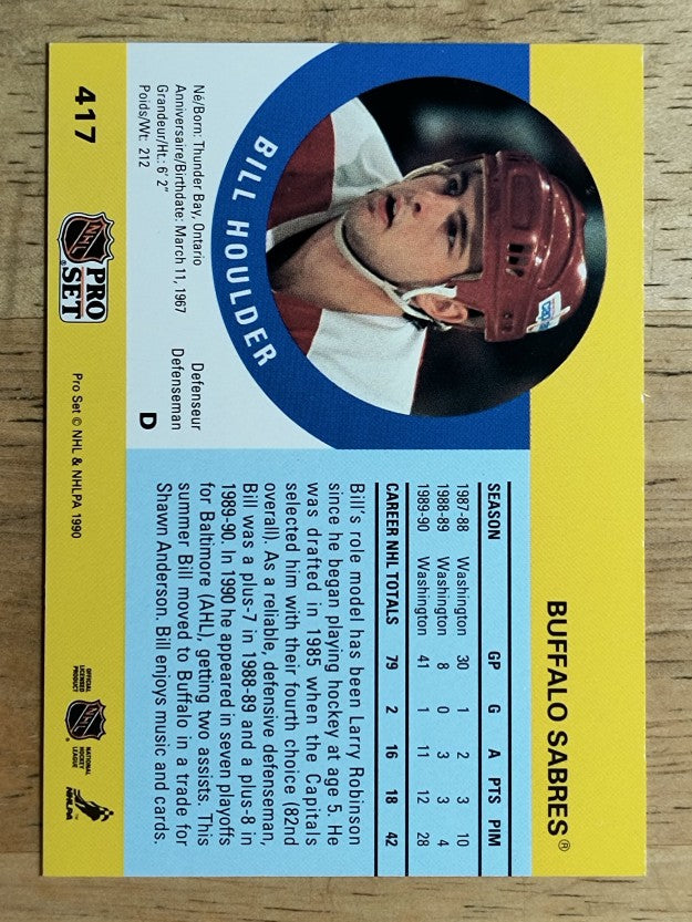 1990-91 Pro Set #417 Bill Houlder RC
