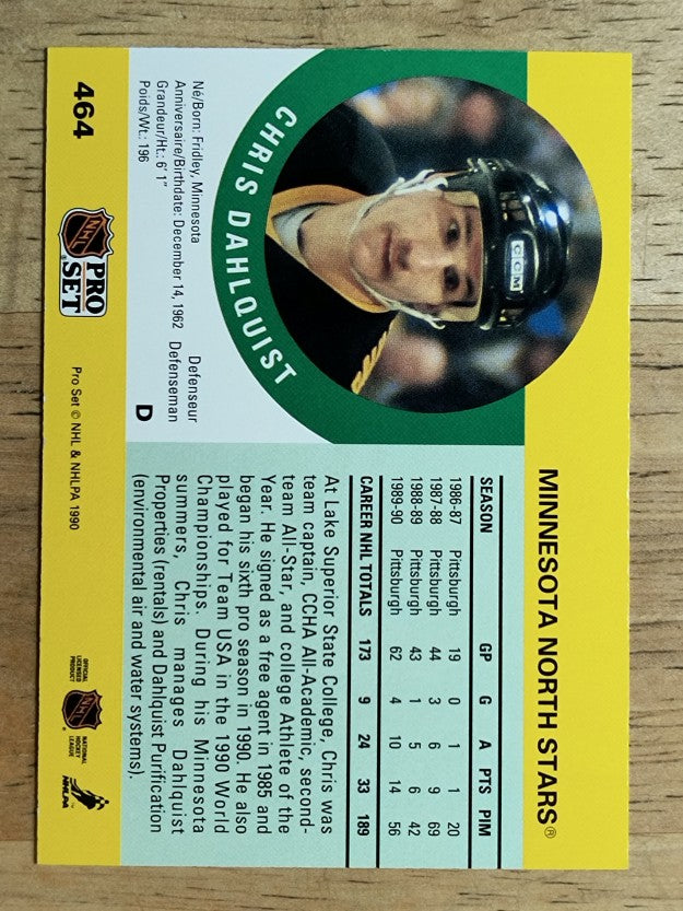 1990-91 Pro Set #464 Chris Dahlquist RC