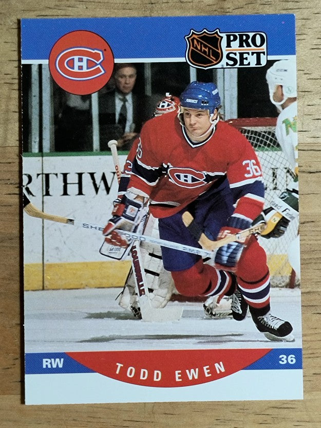 1990-91 Pro Set #470A Todd Ewen ERR RC/Photo on back Eric Desjardins