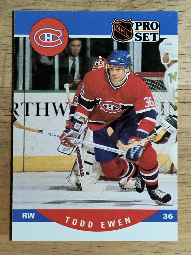 1990-91 Pro Set #470A Todd Ewen ERR RC/Photo on back Eric Desjardins