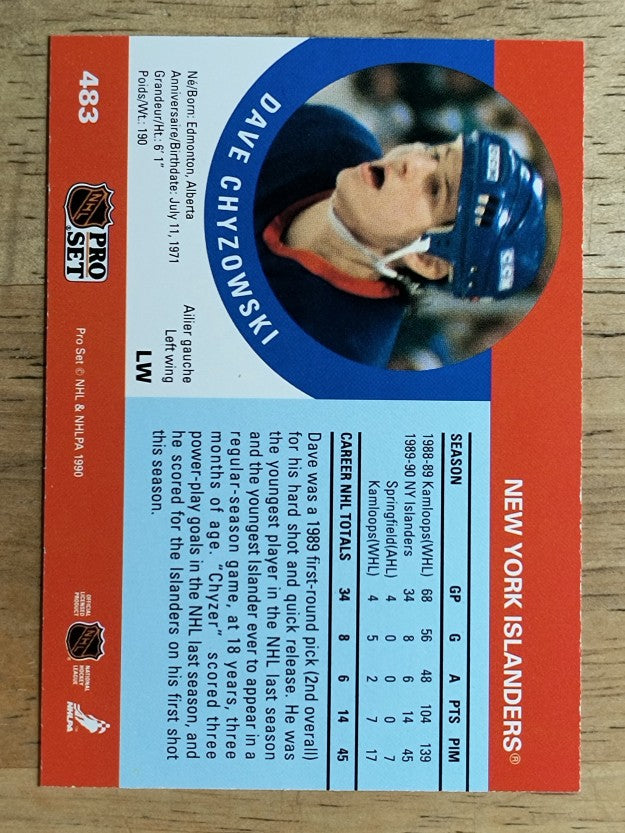 1990-91 Pro Set #483 Dave Chyzowski RC