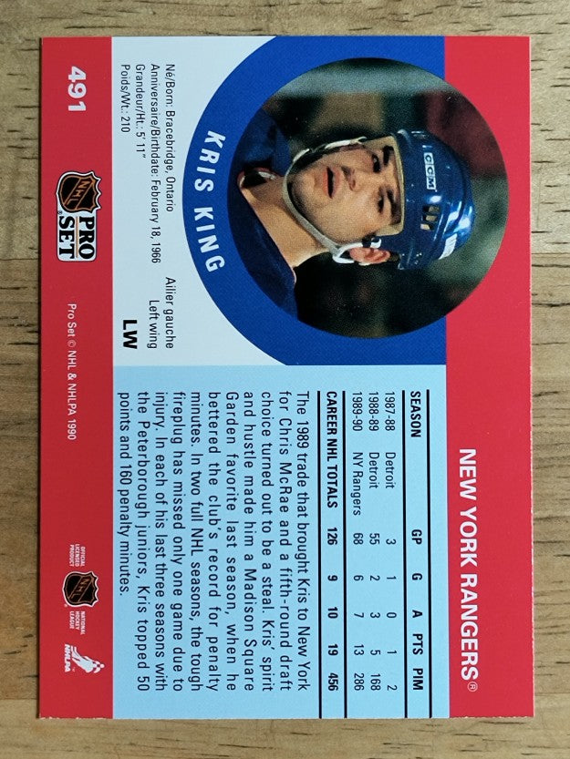 1990-91 Pro Set #491 Kris King RC