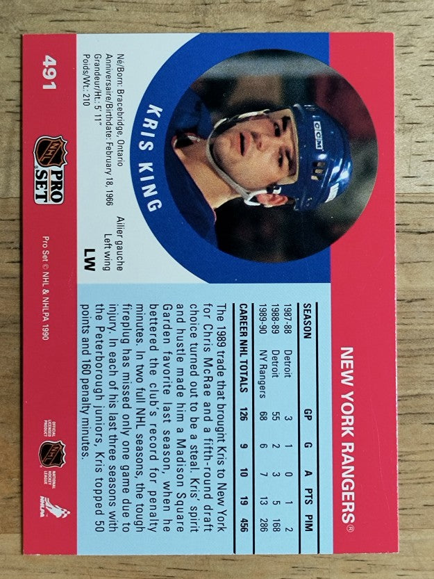 1990-91 Pro Set #491 Kris King RC