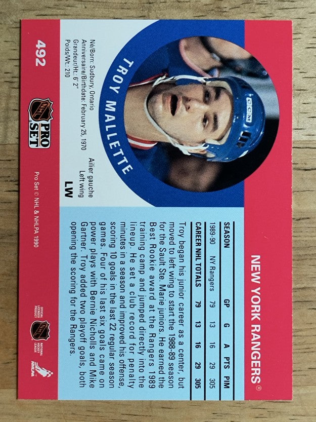 1990-91 Pro Set #492 Troy Mallette RC