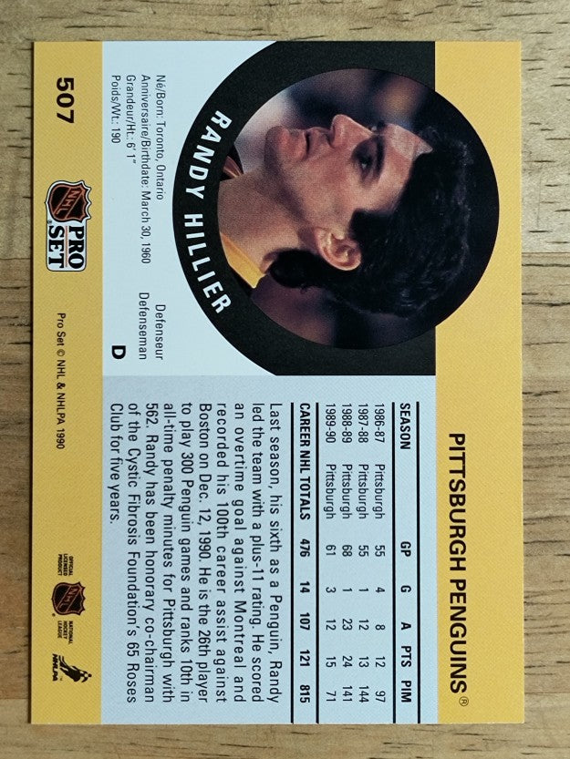 1990-91 Pro Set #507 Randy Hillier