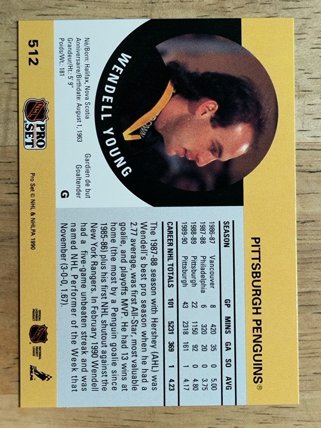 1990-91 Pro Set #512 Wendell Young RC