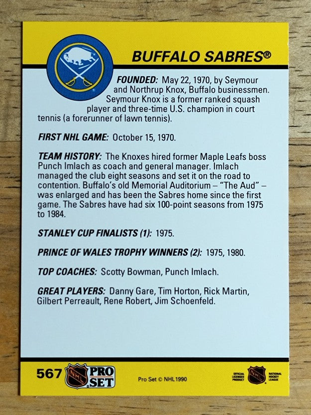 1990-91 Pro Set #567 Buffalo Sabres Logo