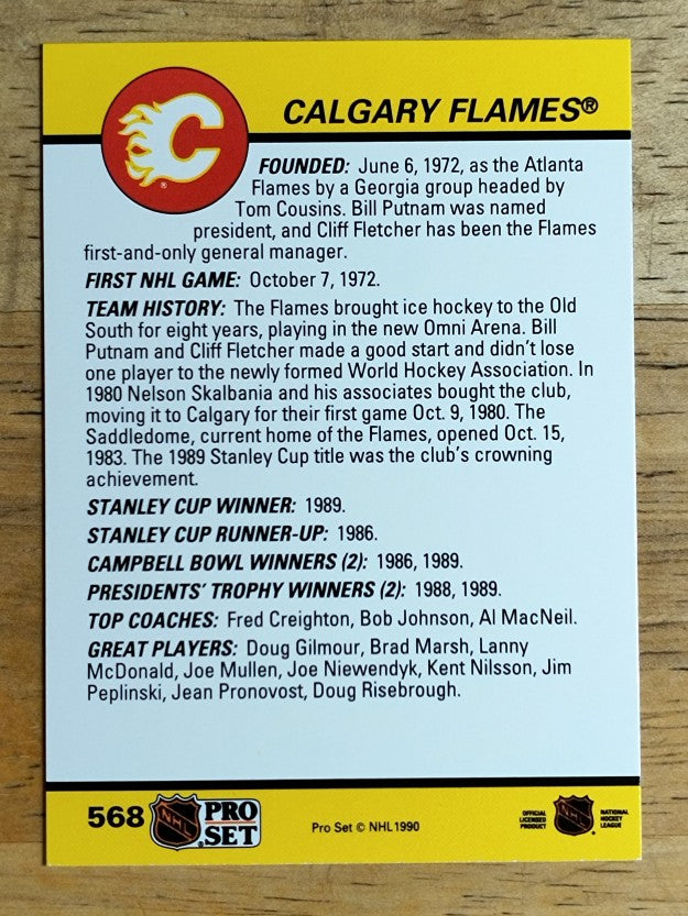 1990-91 Pro Set #568 Calgary Flames Logo