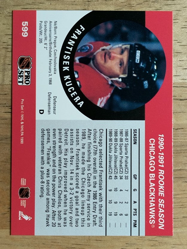 1990-91 Pro Set #599 Frantisek Kucera RC