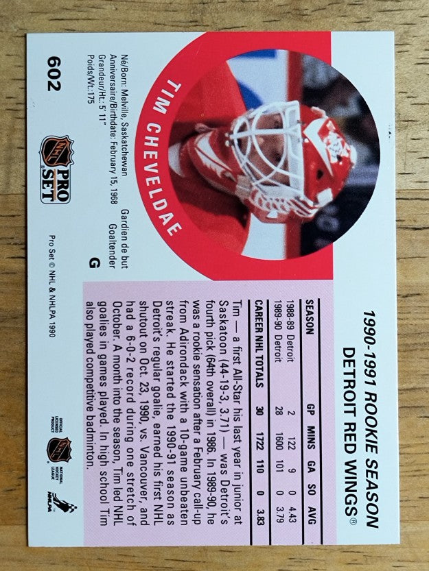 1990-91 Pro Set #602 Tim Cheveldae RC