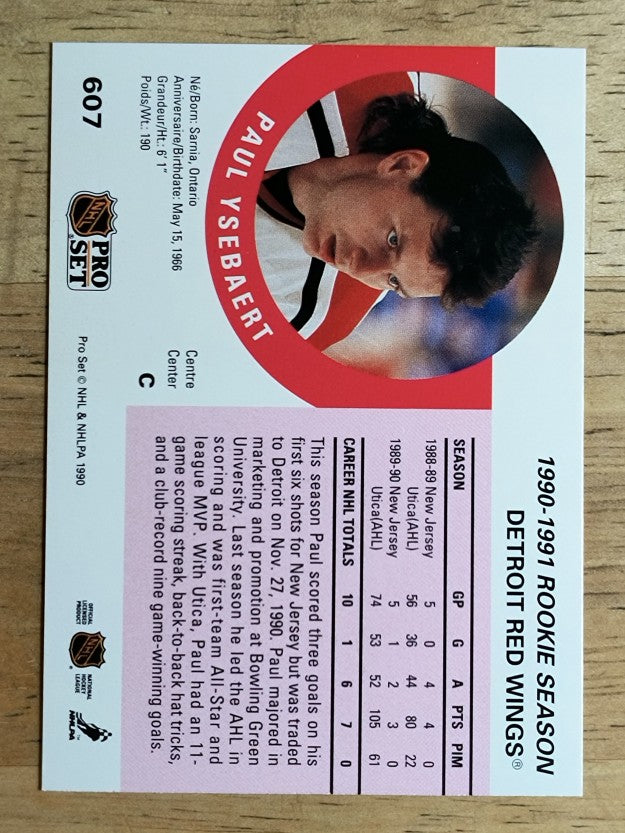 1990-91 Pro Set #607 Paul Ysebaert RC