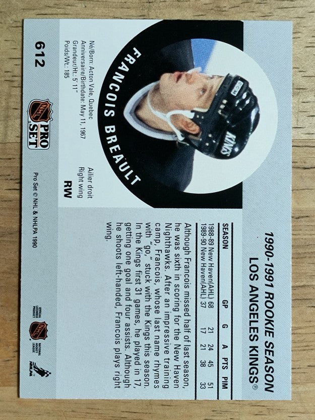 1990-91 Pro Set #612 Francois Breault RC