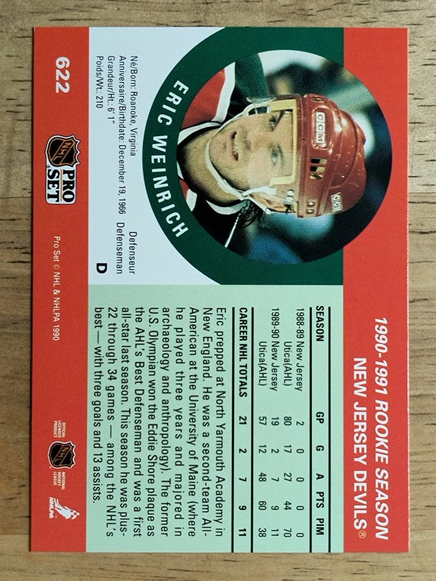 1990-91 Pro Set #622 Eric Weinrich RC