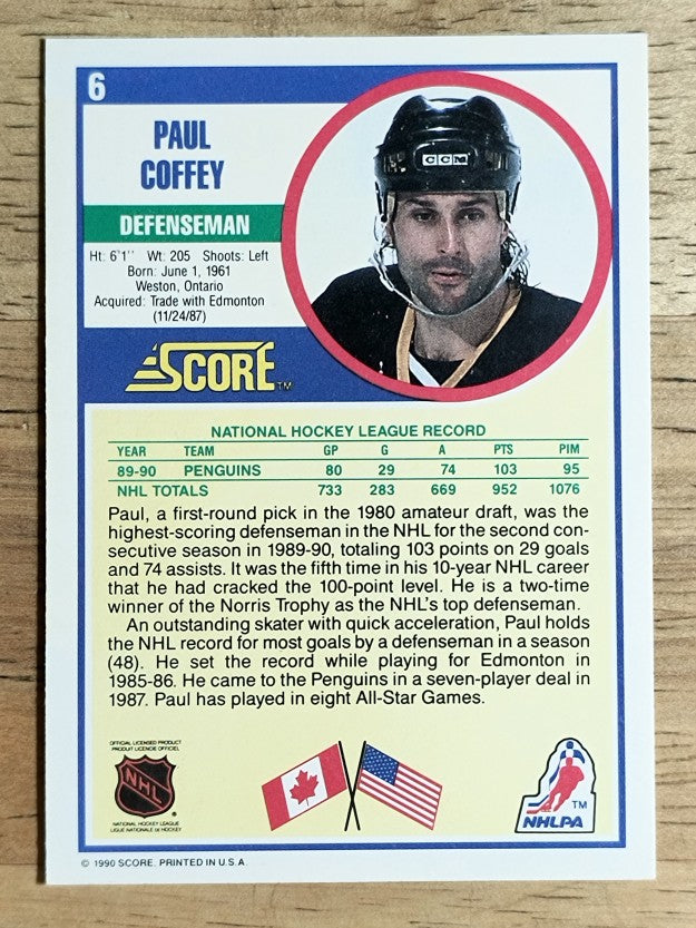1990-91 Score #6 Paul Coffey