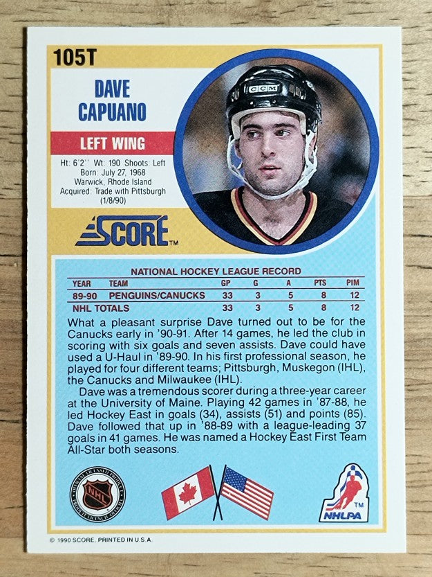 1990-91 Score Rookie Traded #105T Dave Capuano RC