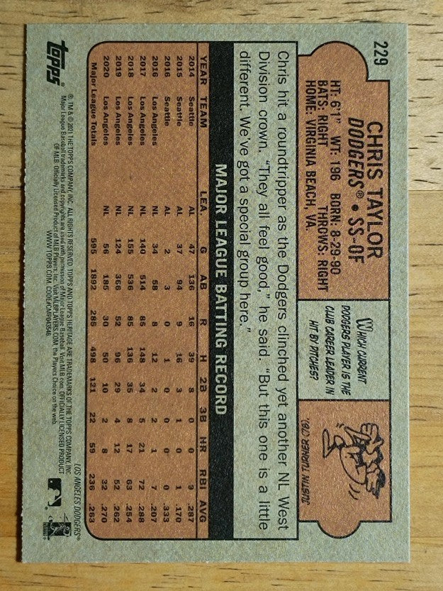 2021 Topps Heritage #229 Chris Taylor