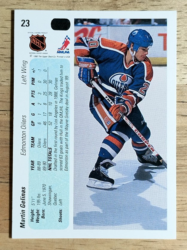 1990-91 Upper Deck #23 Martin Gelinas RC