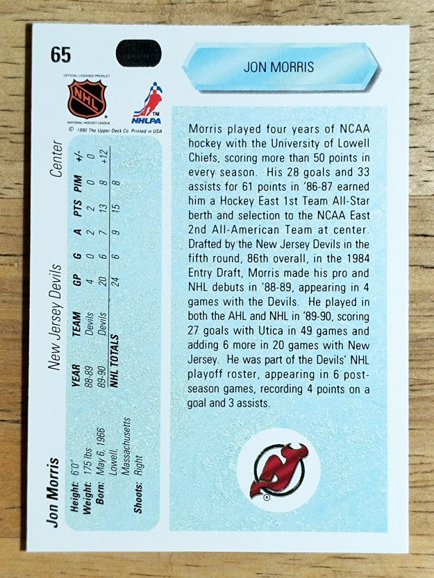 1990-91 Upper Deck #65 Jon Morris RC