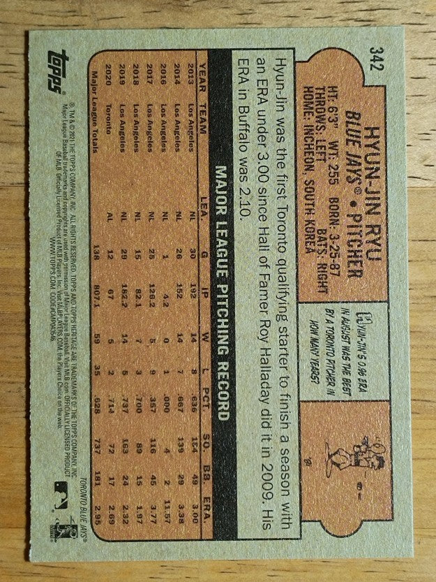 2021 Topps Heritage #342 Hyun-Jin Ryu