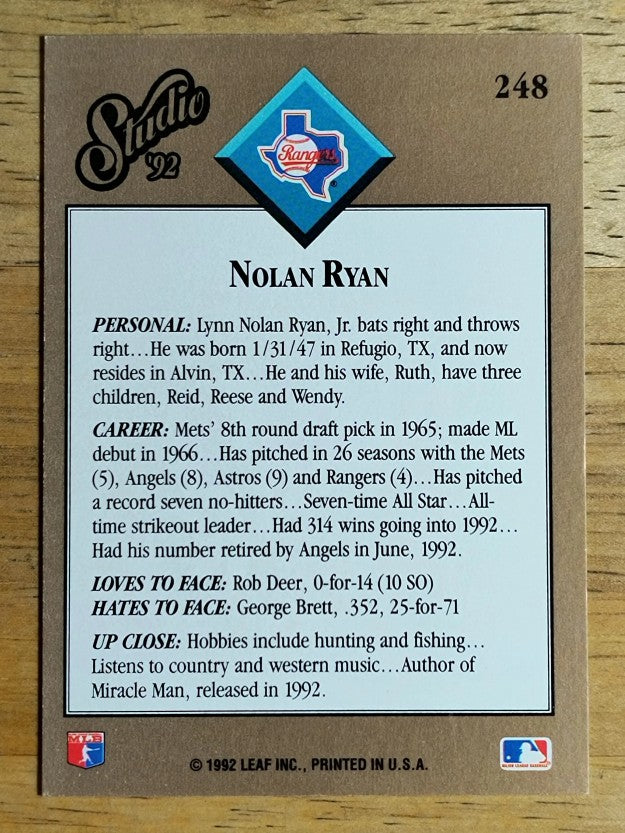 1992 Studio #248 Nolan Ryan