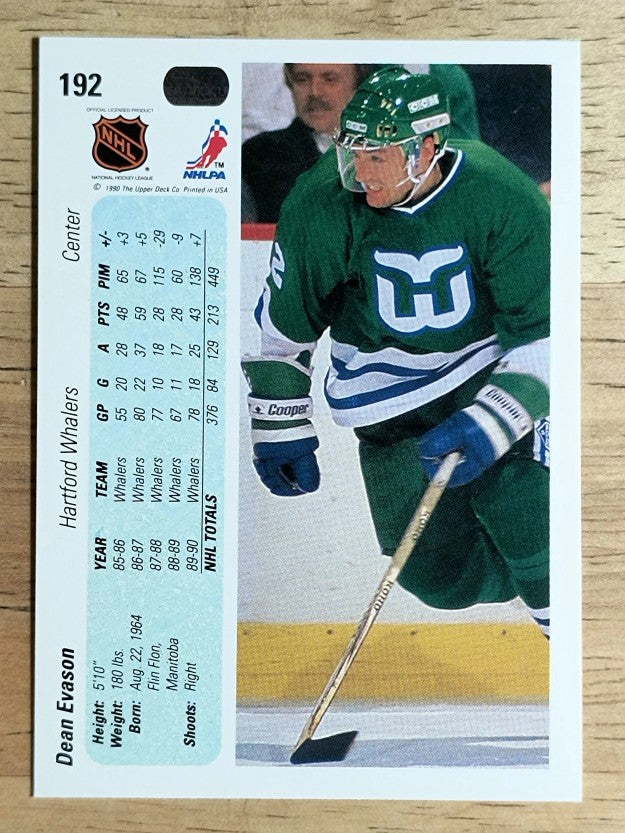 1990-91 Upper Deck #192 Dean Evason