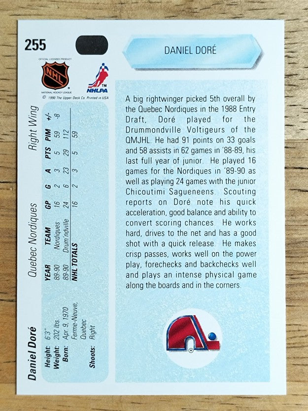 1990-91 Upper Deck #255 Daniel Dore RC