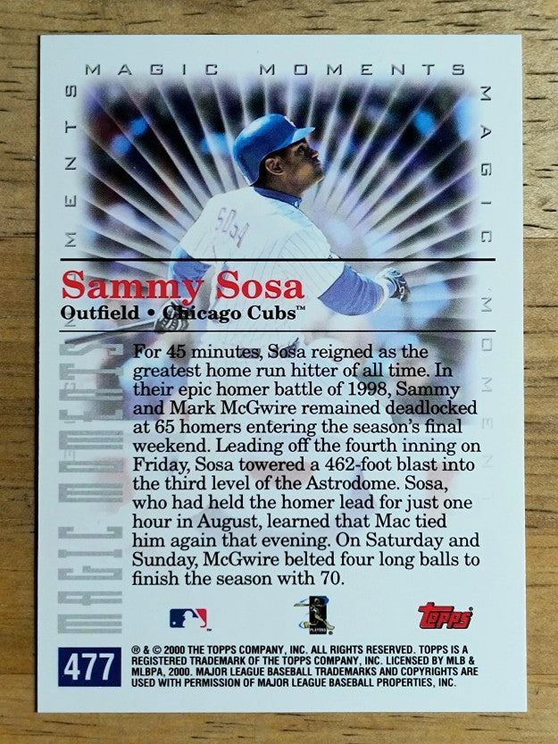 2000 Topps #477B Sammy Sosa MM 66 HR 1998