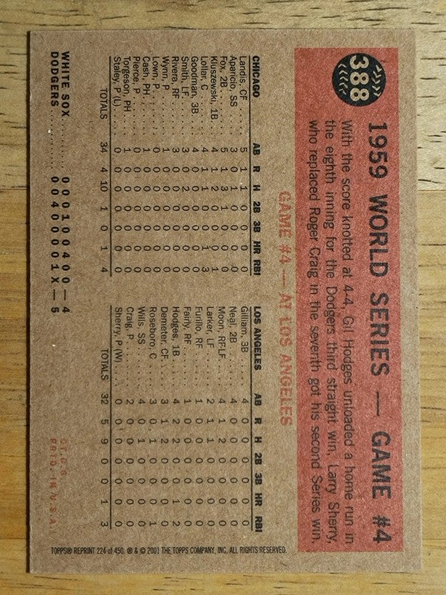 2001 Topps Archives #224 Gil Hodges WS 60
