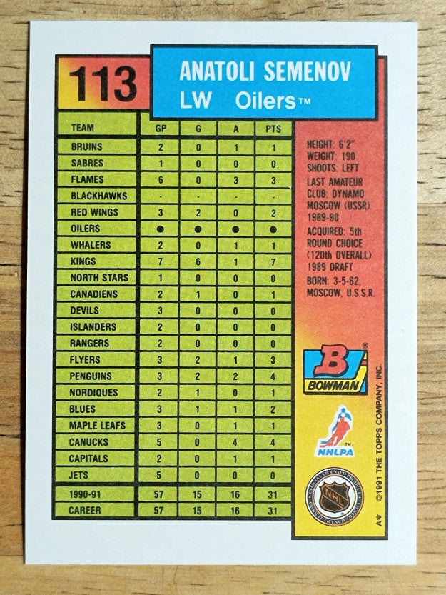 1991-92 Bowman #113 Anatoli Semenov
