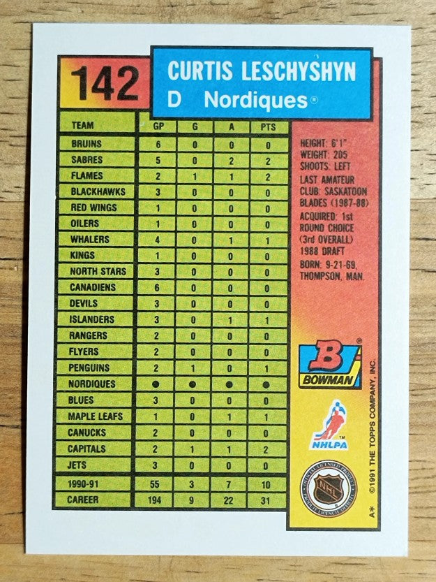 1991-92 Bowman #142 Curtis Leschyshyn