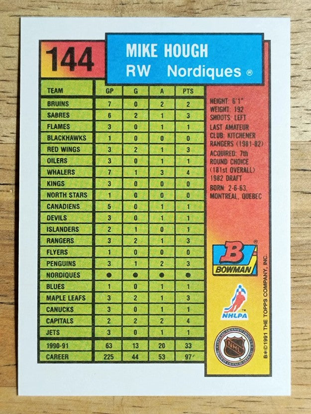 1991-92 Bowman #144 Mike Hough