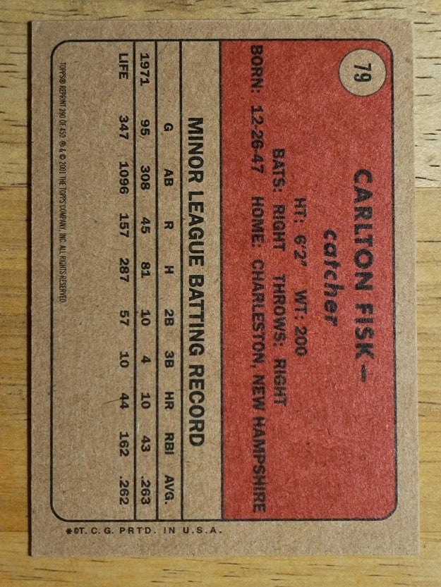 2001 Topps Archives #290 Carlton Fisk 72