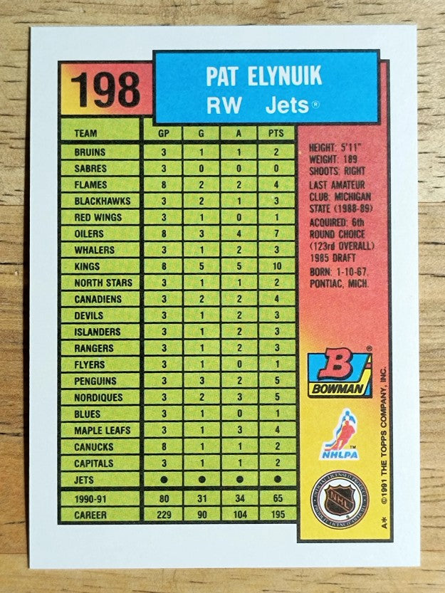 1991-92 Bowman #198 Pat Elynuik
