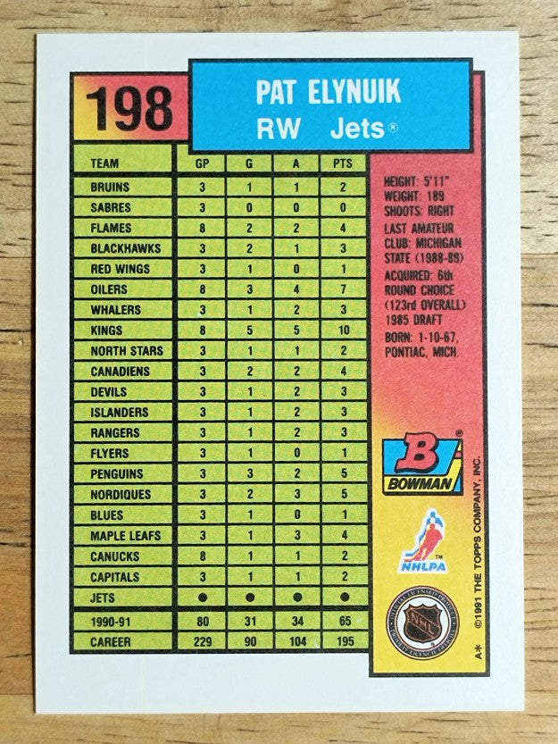 1991-92 Bowman #198 Pat Elynuik