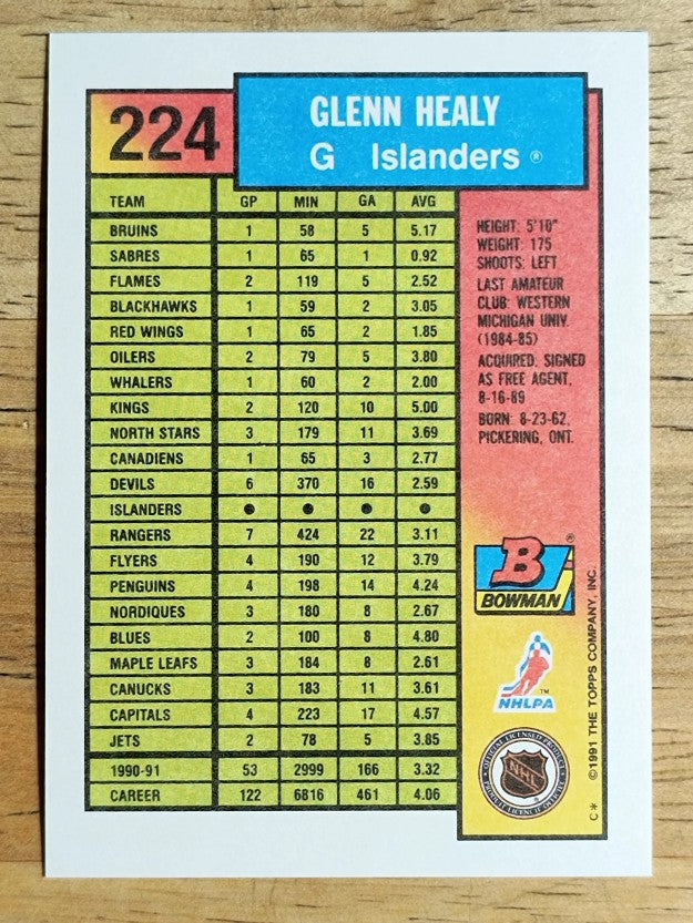 1991-92 Bowman #224 Glenn Healy