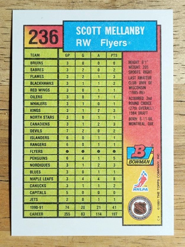 1991-92 Bowman #236 Scott Mellanby