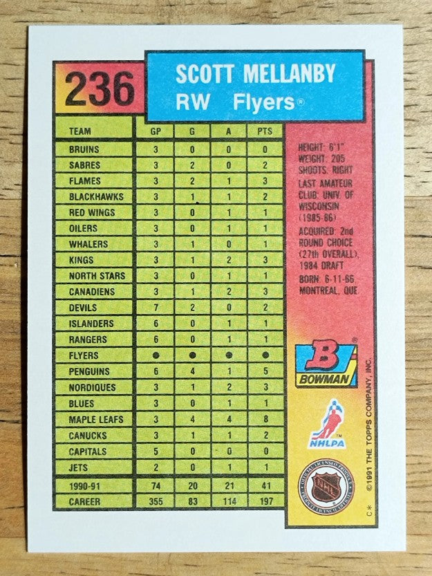 1991-92 Bowman #236 Scott Mellanby