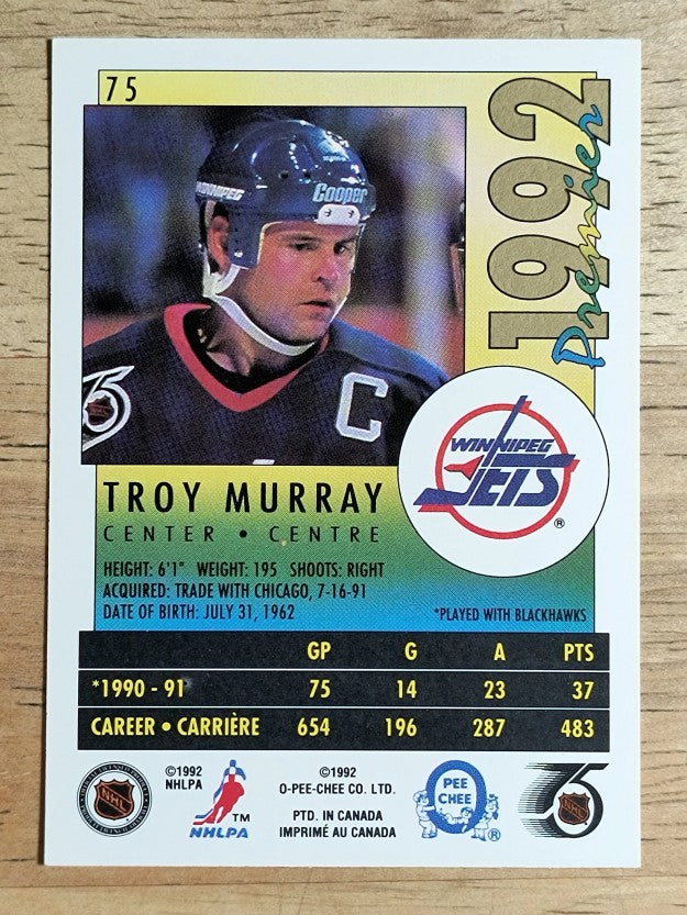 1991-92 OPC Premier #75 Troy Murray