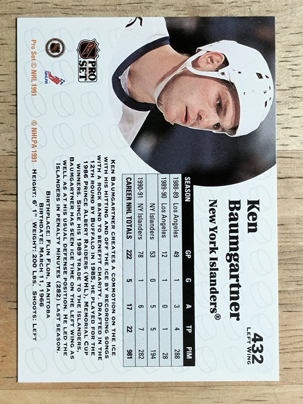 1991-92 Pro Set #432 Ken Baumgartner