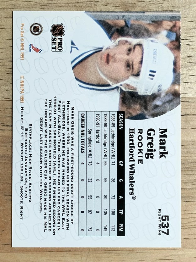 1991-92 Pro Set #537 Mark Greig