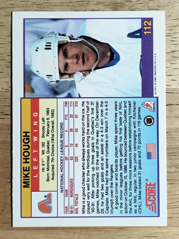 1991-92 Score American #112 Mike Hough