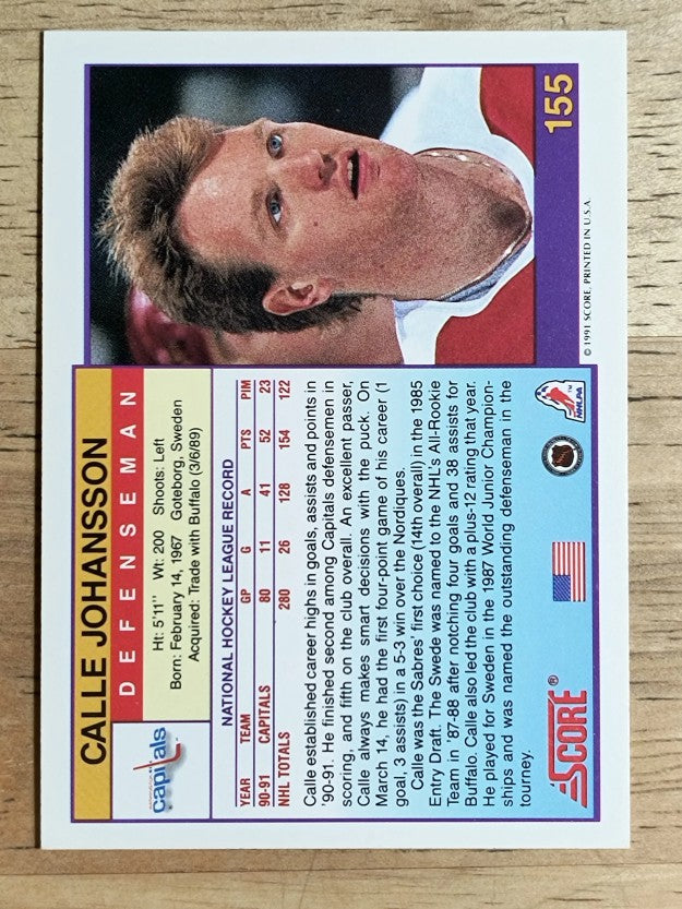 1991-92 Score American #155 Calle Johansson