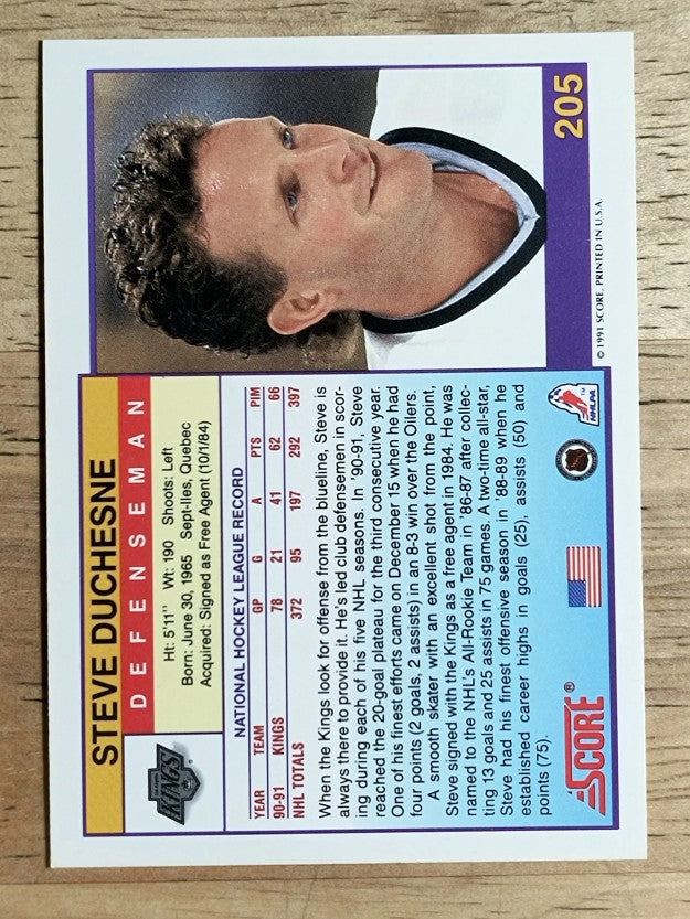 1991-92 Score American #205 Steve Duchesne