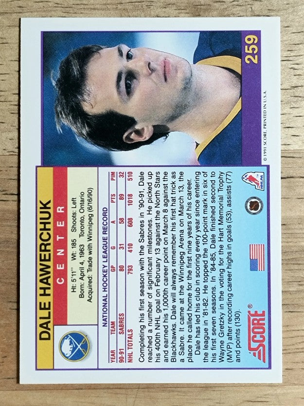 1991-92 Score American #259 Dale Hawerchuk
