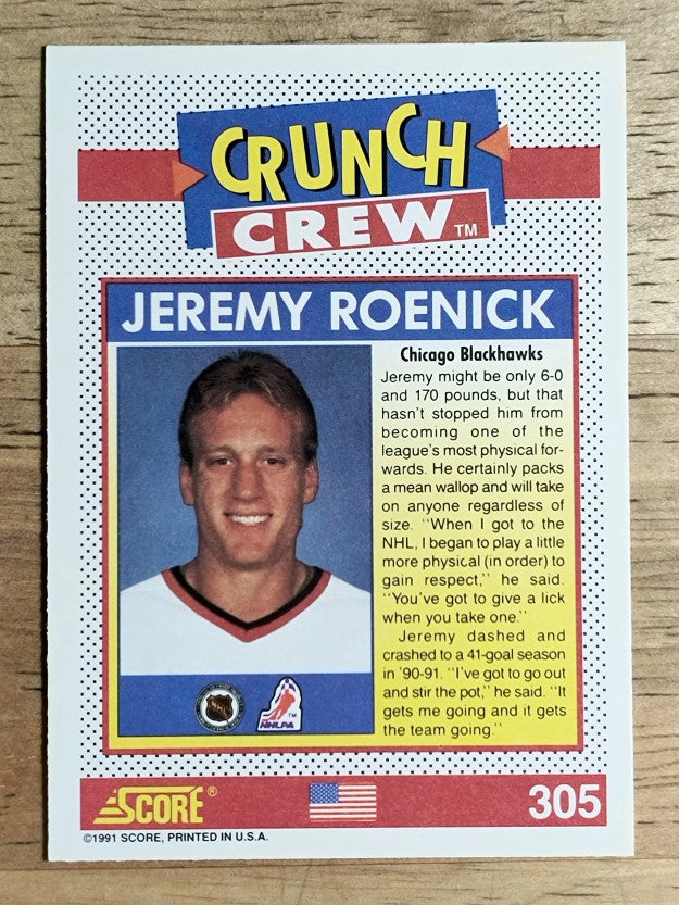 1991-92 Score American #305 Jeremy Roenick CC