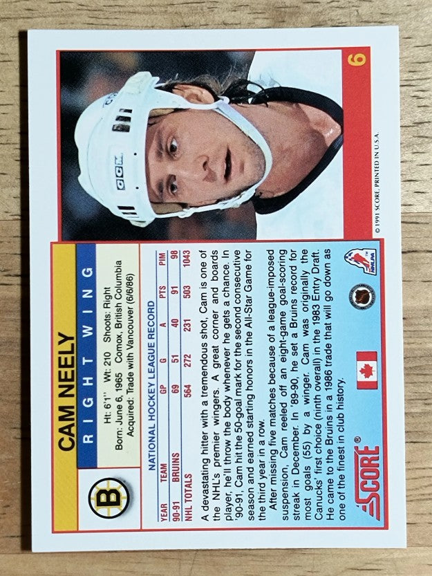 1991-92 Score Canadian English #6 Cam Neely