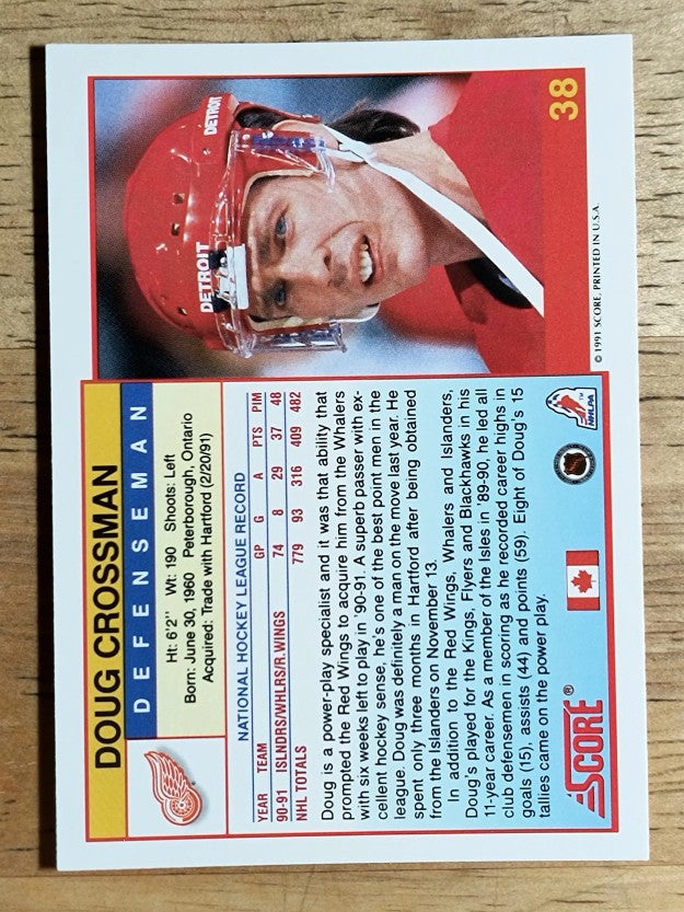 1991-92 Score Canadian English #38 Doug Crossman